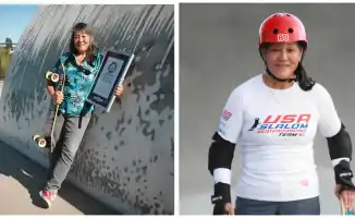 64-летняя Джуди Ояма установила рекорд Гиннесса как самая взрослая женщина-скейтбордистка