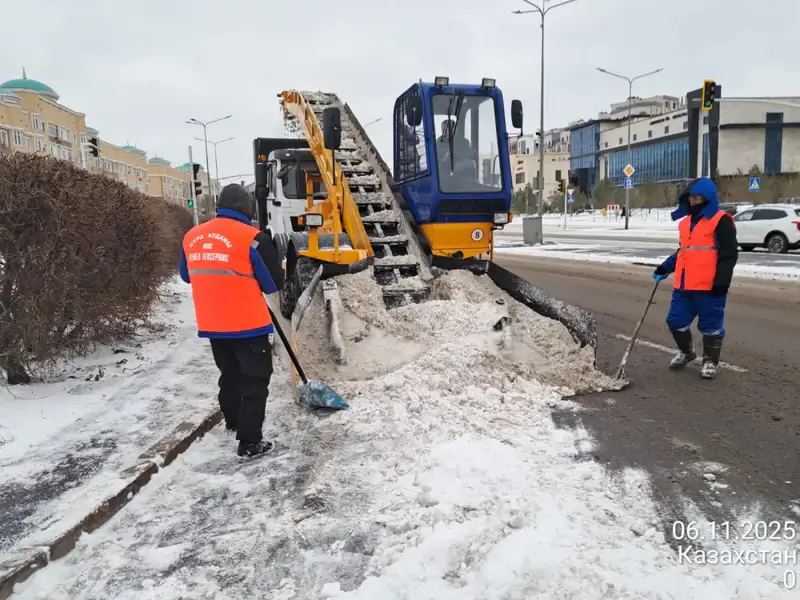 Более тысячи единиц спецтехники задействованы в снегоуборочных работах в Астане ночью (4)