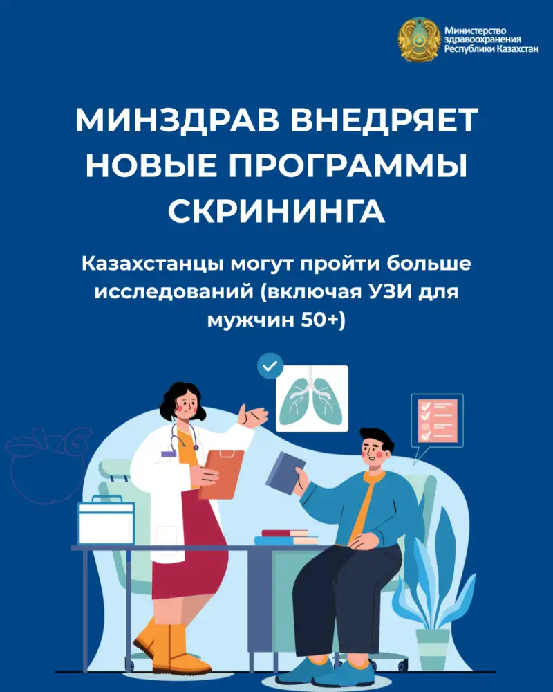 МИНЗДРАВ ВНЕДРЯЕТ НОВЫЕ ПРОГРАММЫ СКРИНИНГА: КАЗАХСТАНЦЫ МОГУТ ПРОЙТИ БОЛЬШЕ ИССЛЕДОВАНИЙ, ВКЛЮЧАЯ УЗИ ДЛЯ МУЖЧИН 50+ (4)