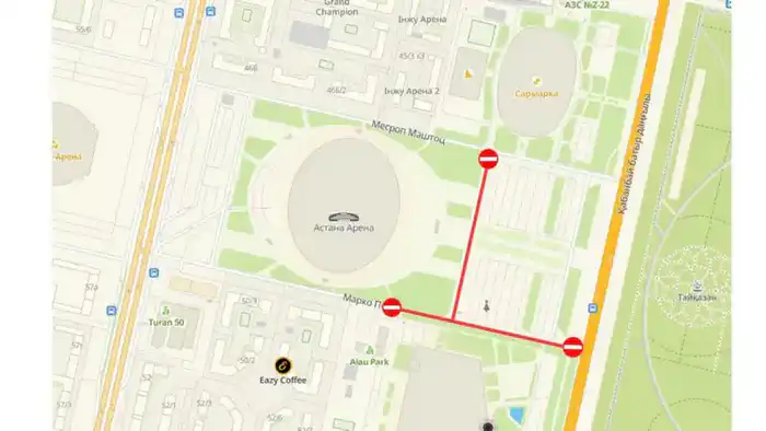 В Астане ограничат движение у «Астана Арены» в день зажжения новогодних елок {city2}