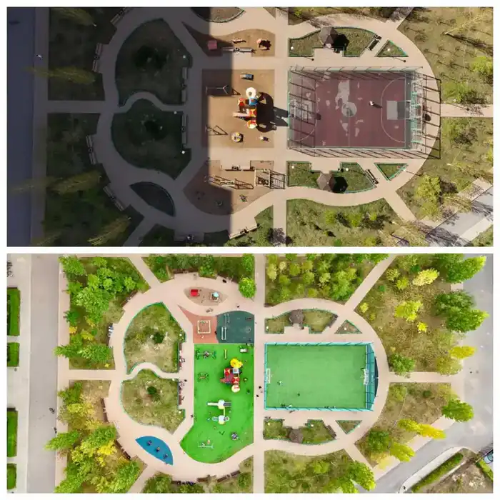 Сарайшык: завершение благоустройства общественных пространств и дворов в 2025 году {city2}