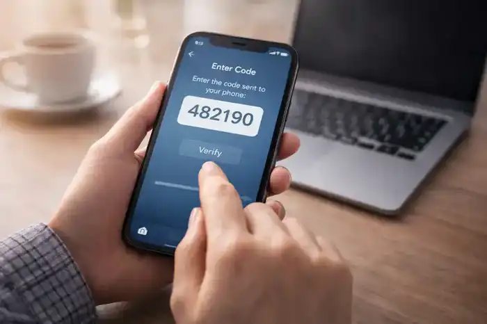 Ввод SMS кода на смартфоне при регистрации в онлайн-сервисе
