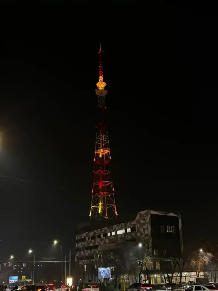 Алматинская телебашня украсила ночное небо к Дню Независимости {city2}