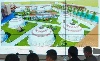 Гостиница в казахском национальном стиле и медицинский центр в Туркестане