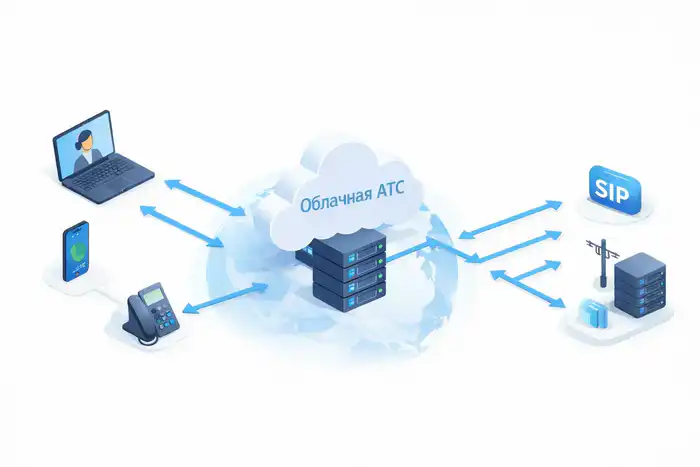 схема работы облачной АТС