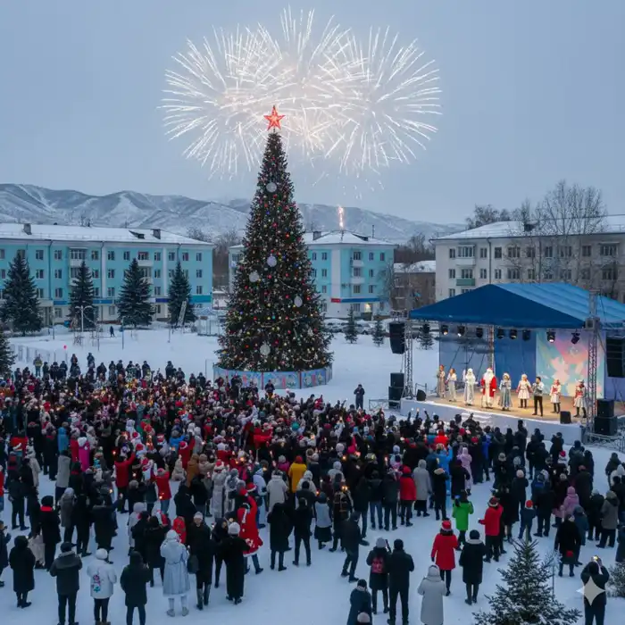 Светлый праздник на Придворцовой площади: Риддер встречает Новый год под звуки музыки и яркие огни фейерверка {city2}
