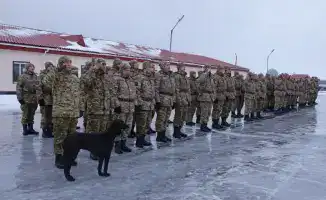 Собака Айқас в войсковой части 44813 служит помощником