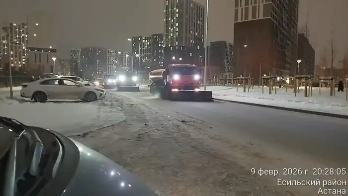 1700 единиц спецтехники вышли на уборку снега в Астане ночью (6)