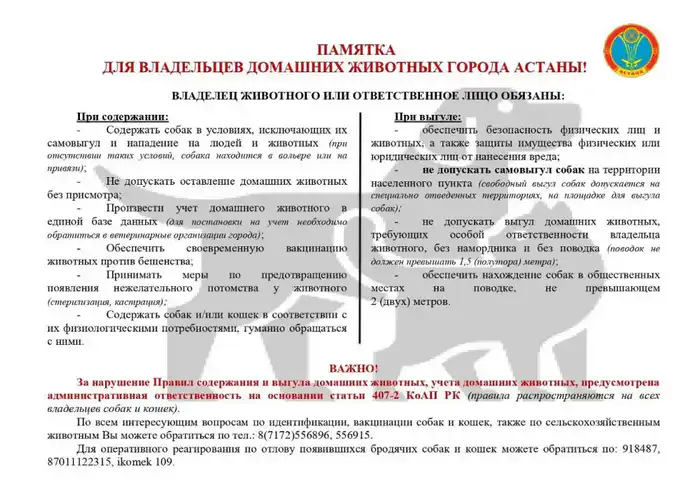 Международные стандарты безопасности: Астана усиливает контроль за владельцами домашних животных {city2}