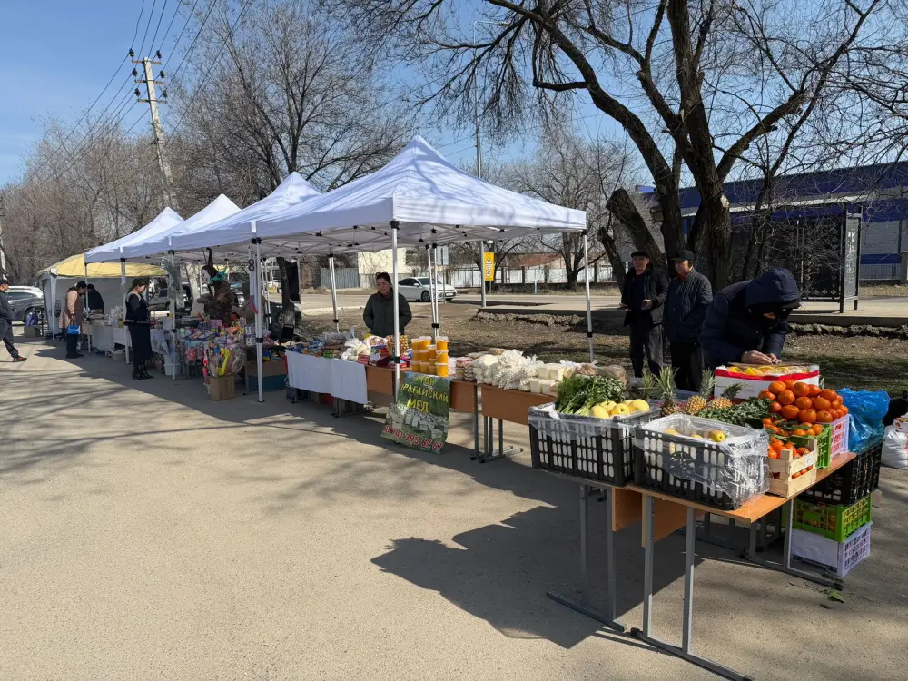 Ярмарка сельхозпродукции в Алатау в день референдума {city2}