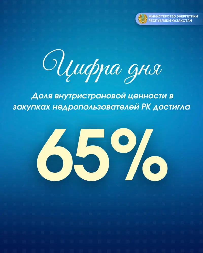 Казахстан: Достижение 65% местного содержания в закупках недропользователей и соглашения с международными инвесторами {city2}