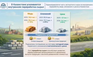 Рост внутренней переработки сырья в Казахстане поддержит обрабатывающую промышленность