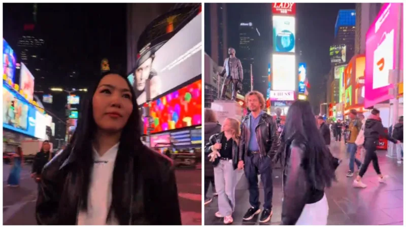 Случайная встреча на Таймс-сквер: Максим Галкин с дочерью попал в кадр видео казахстанской певицы Yenlik {city2}