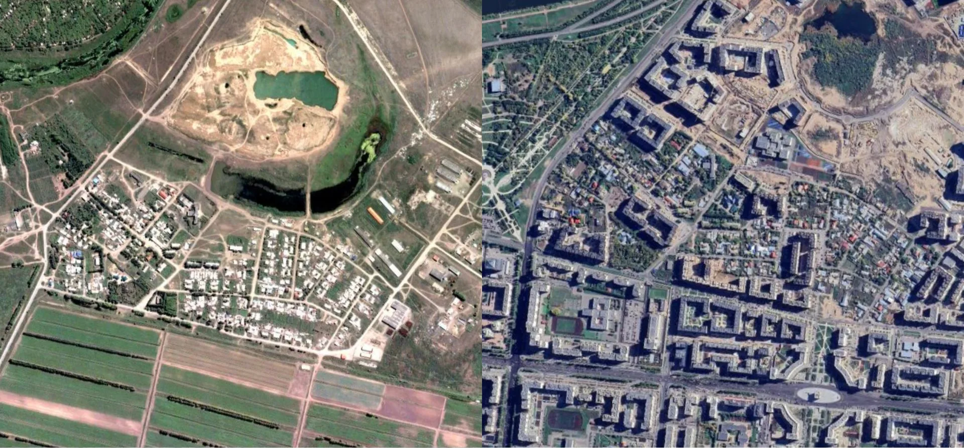Снимки из космоса за 2004 и 2024 годы. Источник: Google Earth