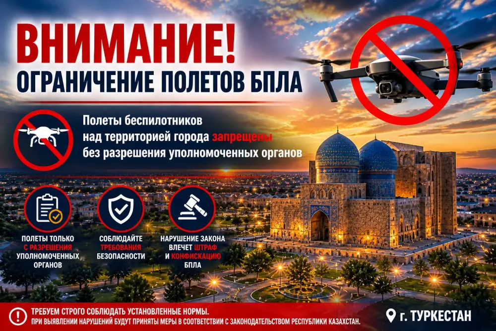 Запрет на беспилотники в Туркестане {city2}