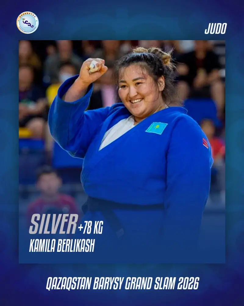 Камила Берликаш завоевала серебро на турнире Qazaqstan Barysy Grand Slam, подчеркивая достижения женщин в спорте {city2}