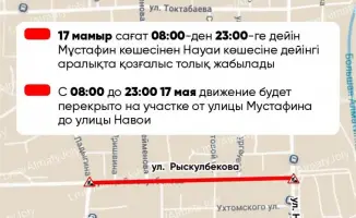 В Алматы временные ограничения движения на улице Рыскулбекова в связи с ремонтными работами