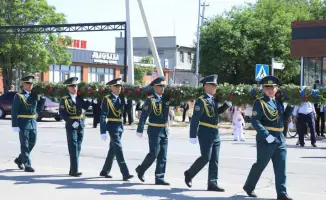 Торжественное мероприятие в Арыси ко Дню защитника Отечества и 34-летию Вооруженных Сил Казахстана